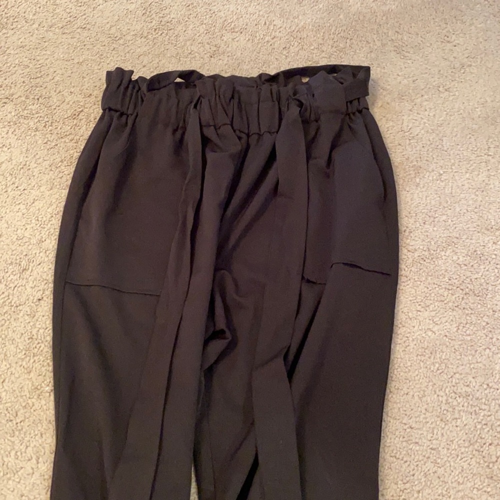 wide leg paper bag waist pants